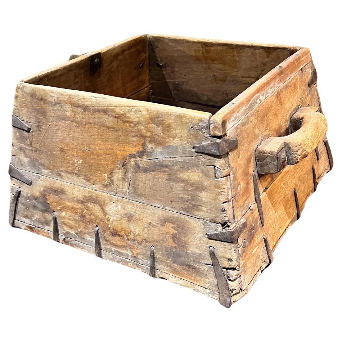 1800s Caja de Madera Antigua Hierro Forjado a Mano