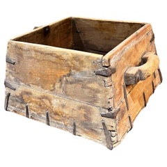 1800s Antique Wood Box Hand Forged Iron