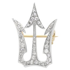 Antique 1800s Diamond and Yellow Gold Brooch