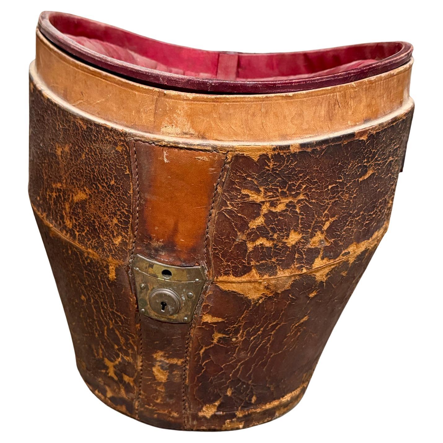 1800s Distressed Antique Box Leather and Red Silk