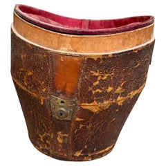 1800s Distressed Antique Box Leather and Red Silk
