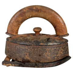 1800s Distressed Antique Iron with Decorative Iron Rest