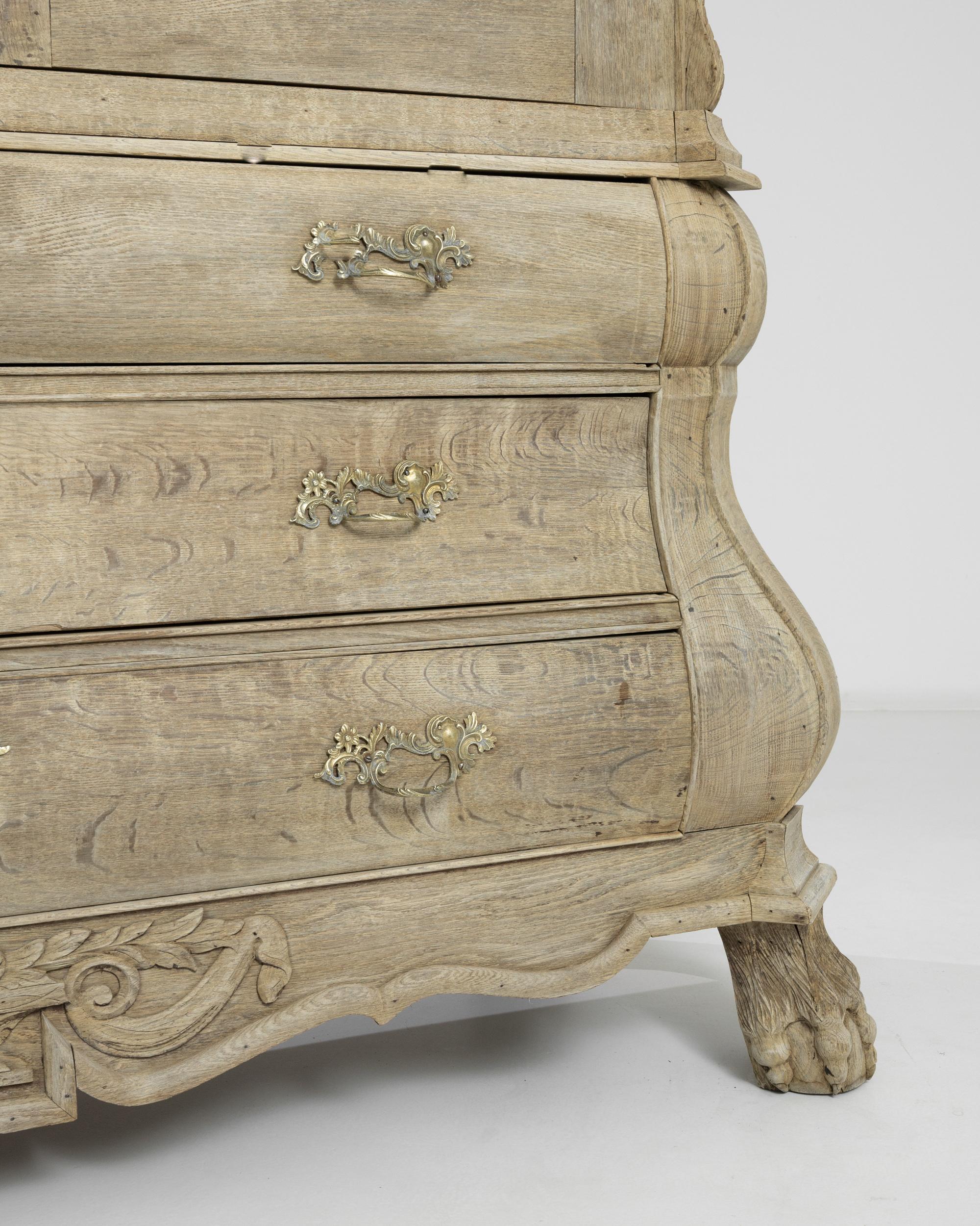 Bleached 1800s Dutch Antique Oak Cabinet