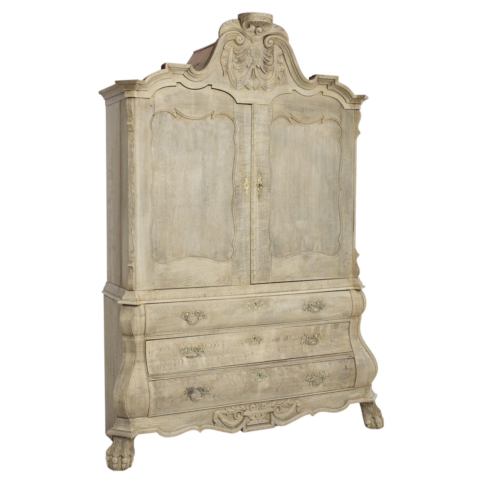 1800s Dutch Antique Oak Cabinet