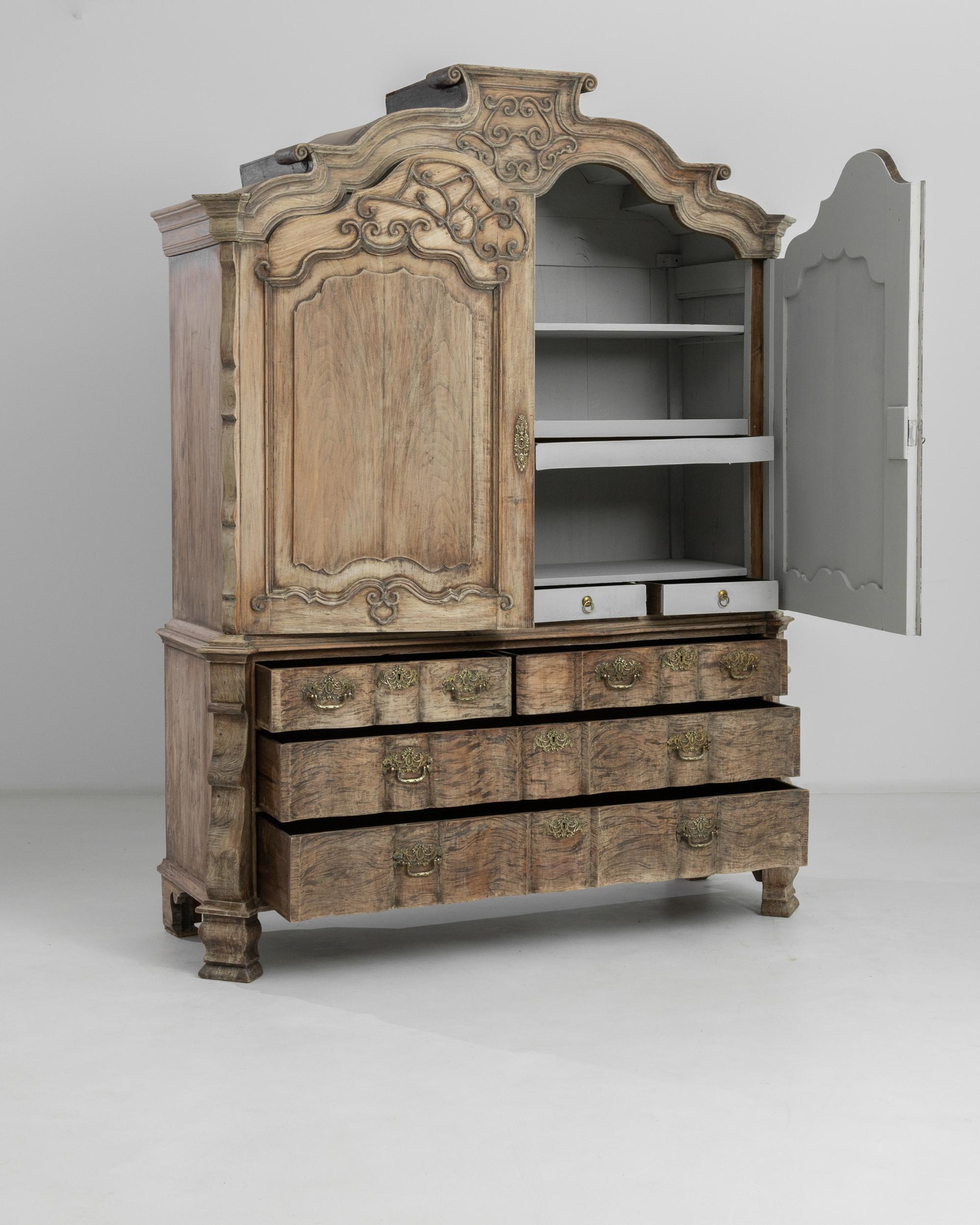 Baroque 1800s Dutch Antique Wooden Cabinet