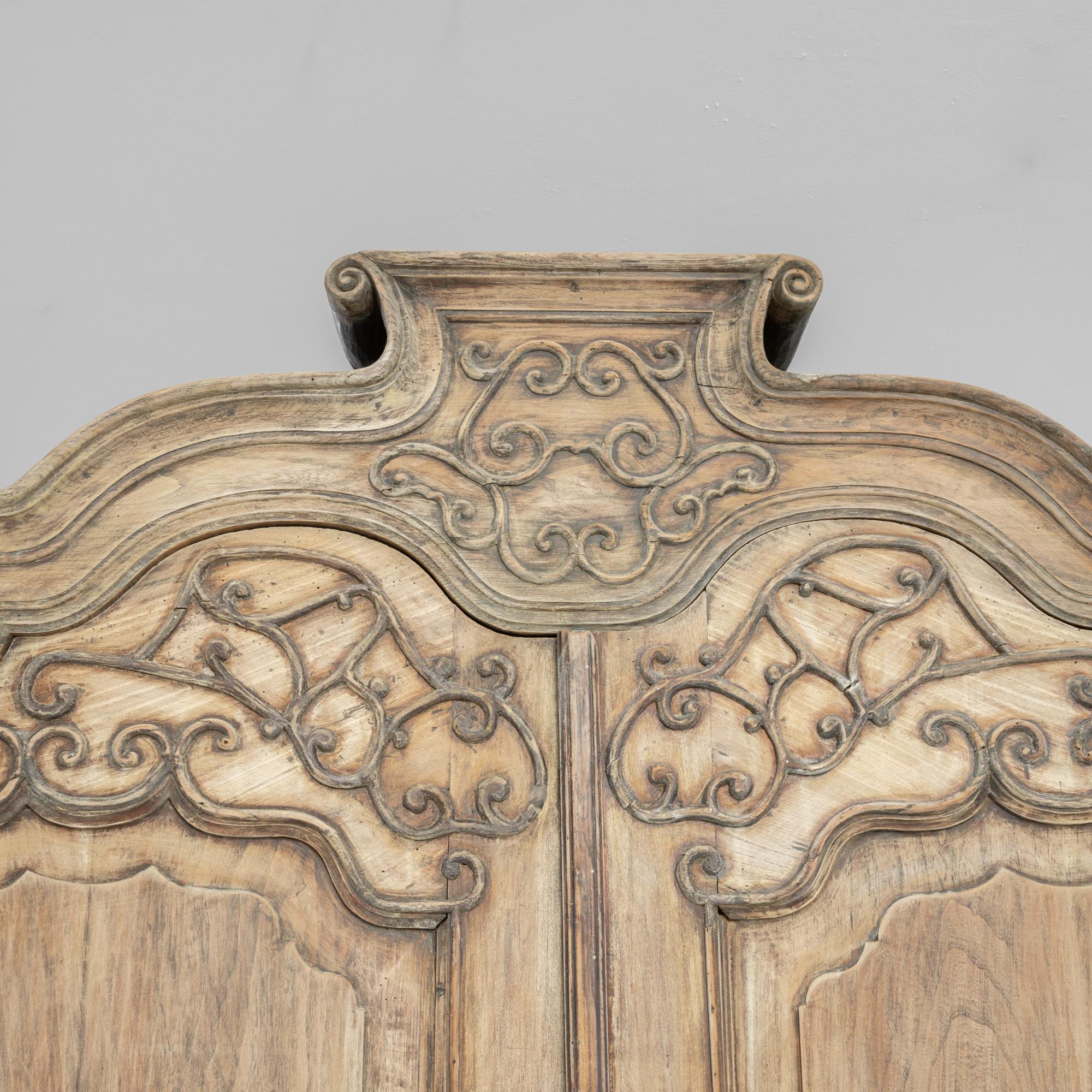 Bleached 1800s Dutch Antique Wooden Cabinet