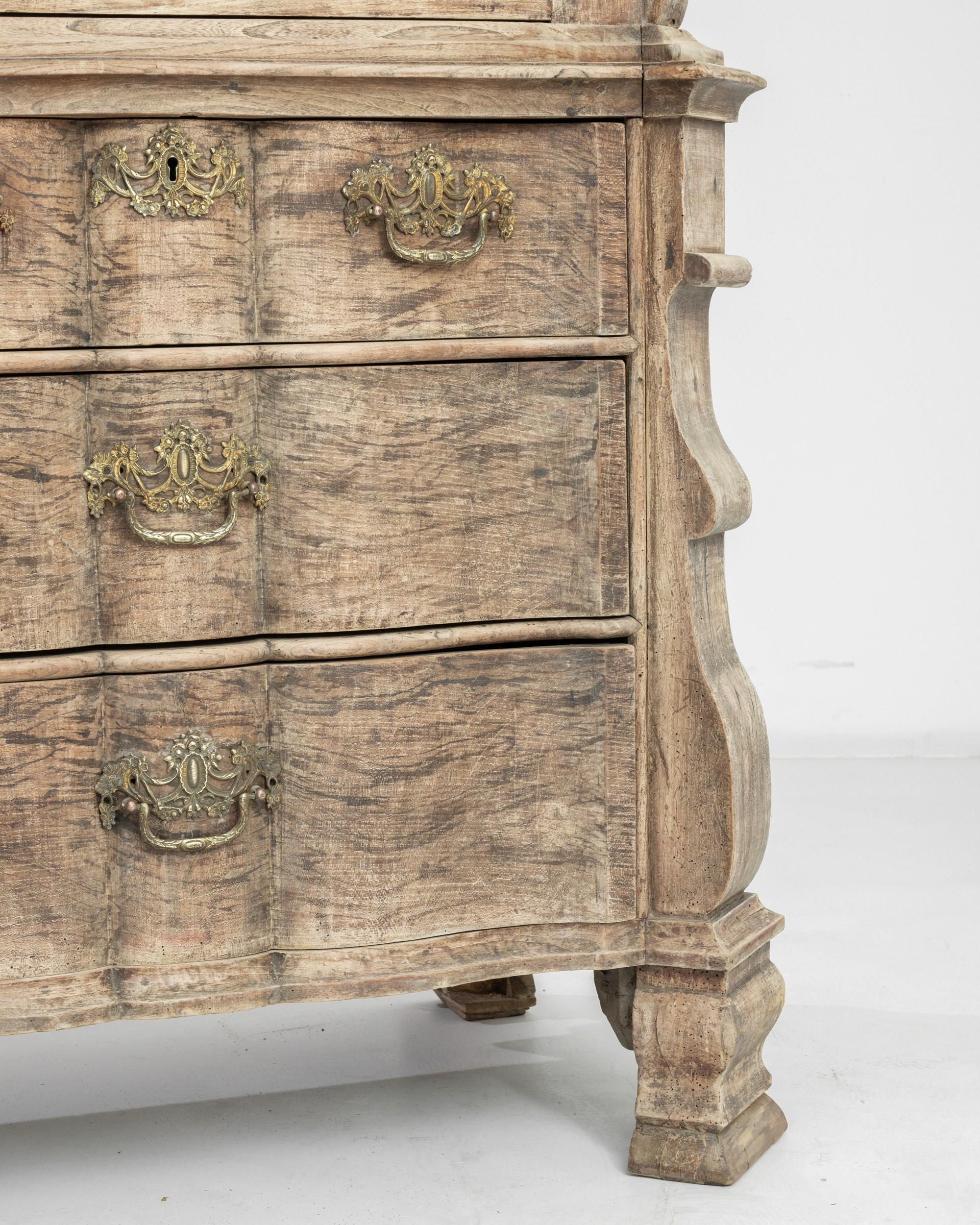 Brass 1800s Dutch Antique Wooden Cabinet
