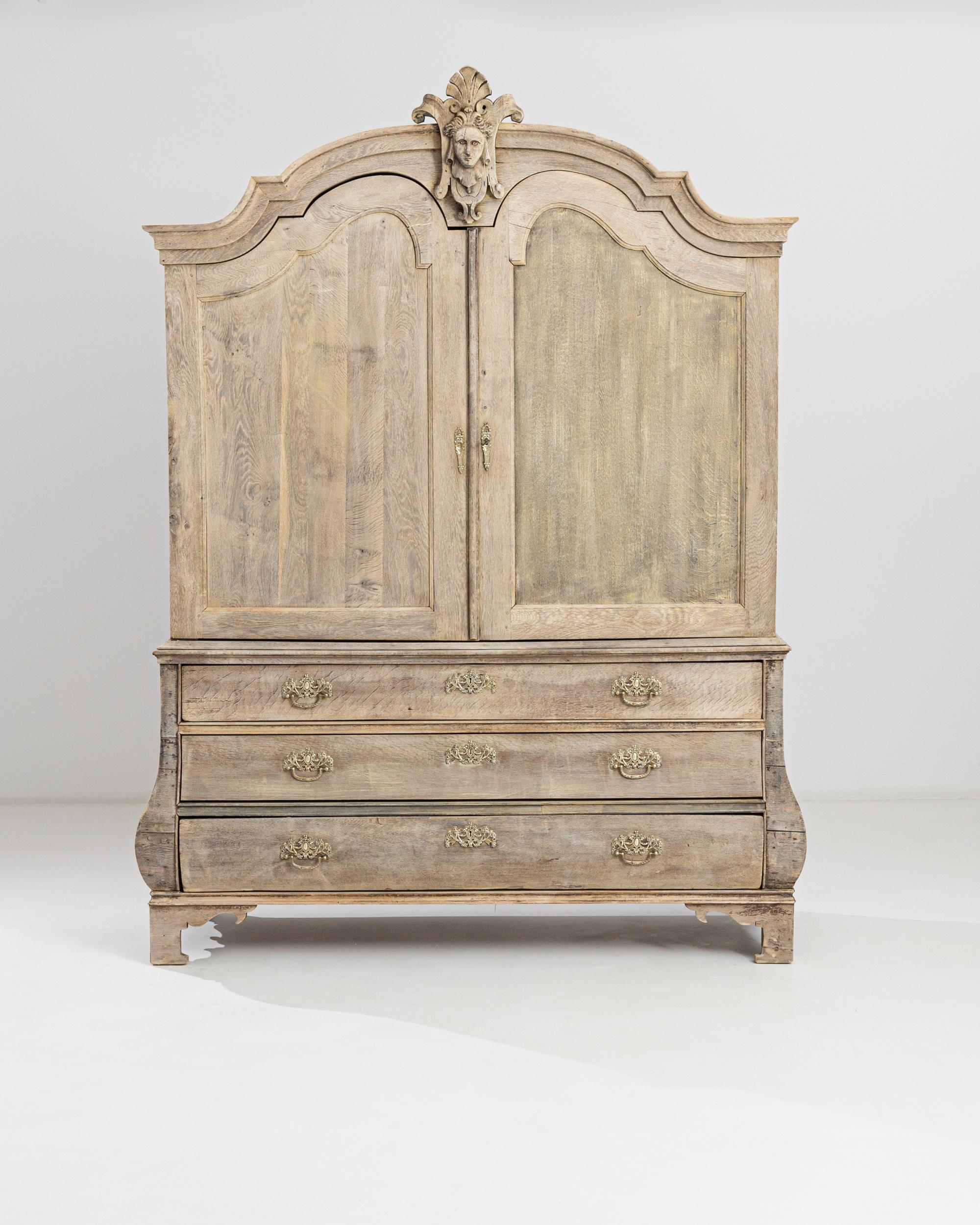 1800s, Dutch Bleached Oak Cabinet 6
