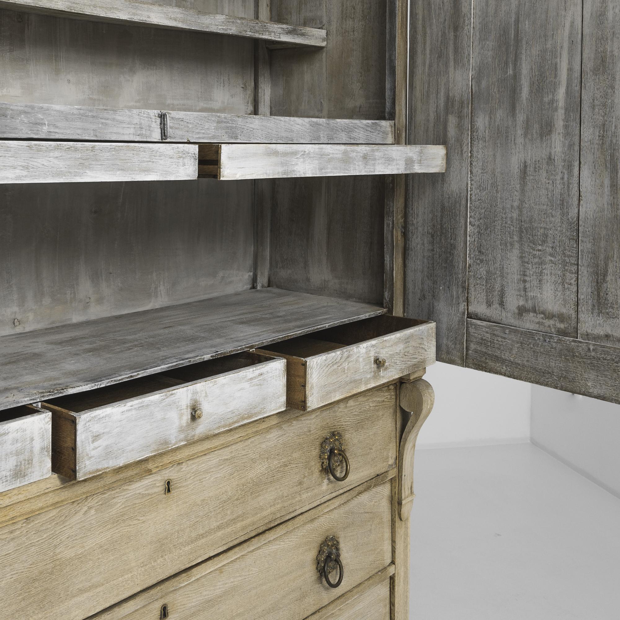 1800s Dutch Bleached Oak Cabinet For Sale 5