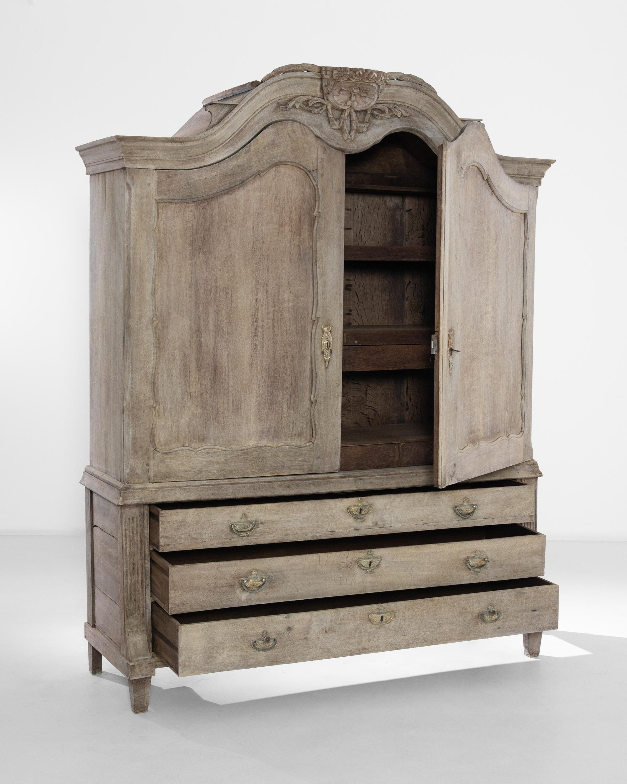 Neoclassical 1800s Dutch Bleached Oak Cabinet