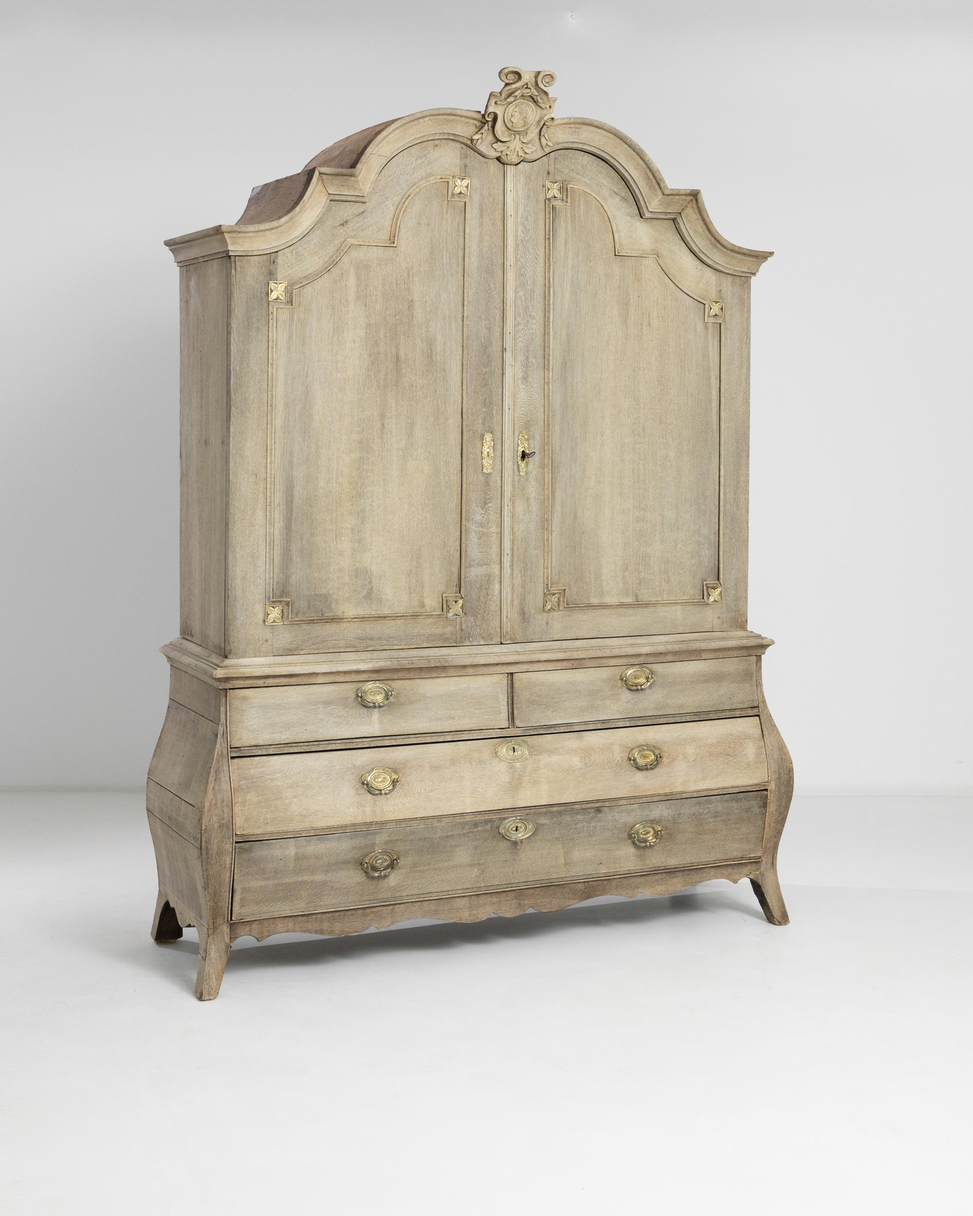 1800s Dutch Bleached Oak Cabinet In Good Condition In High Point, NC