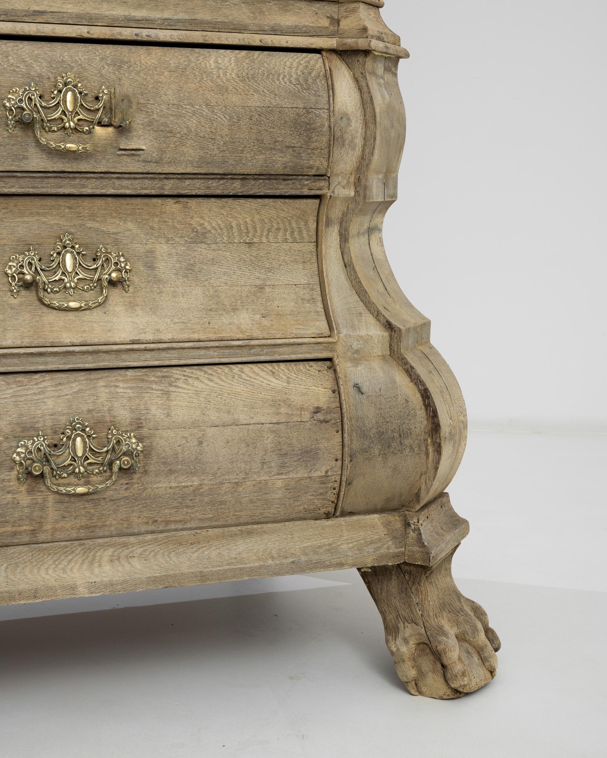 Baroque 1800s Dutch Bleached Oak Cabinet