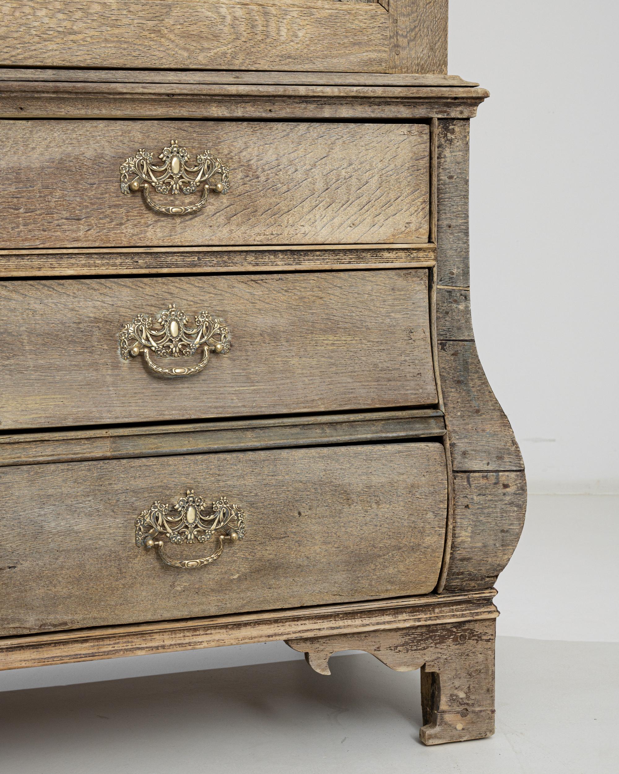 1800s, Dutch Bleached Oak Cabinet 2