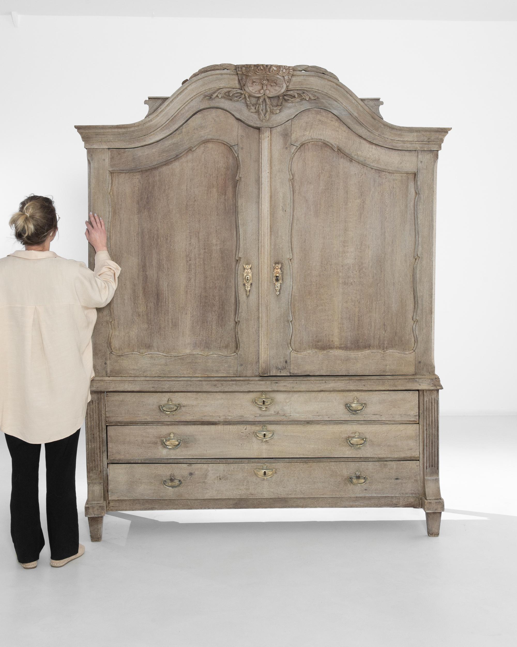 1800s Dutch Bleached Oak Cabinet 2