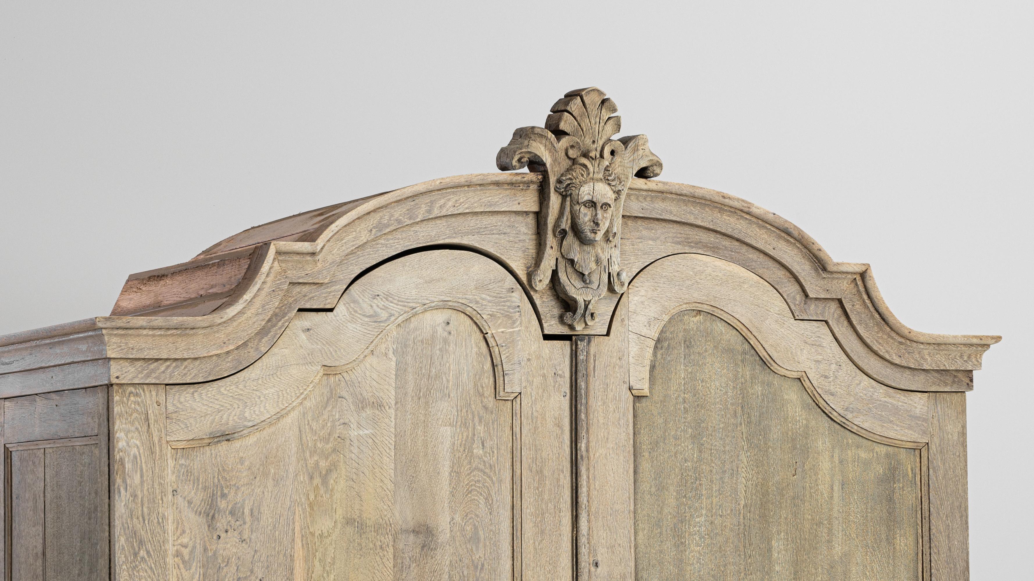 1800s, Dutch Bleached Oak Cabinet 3