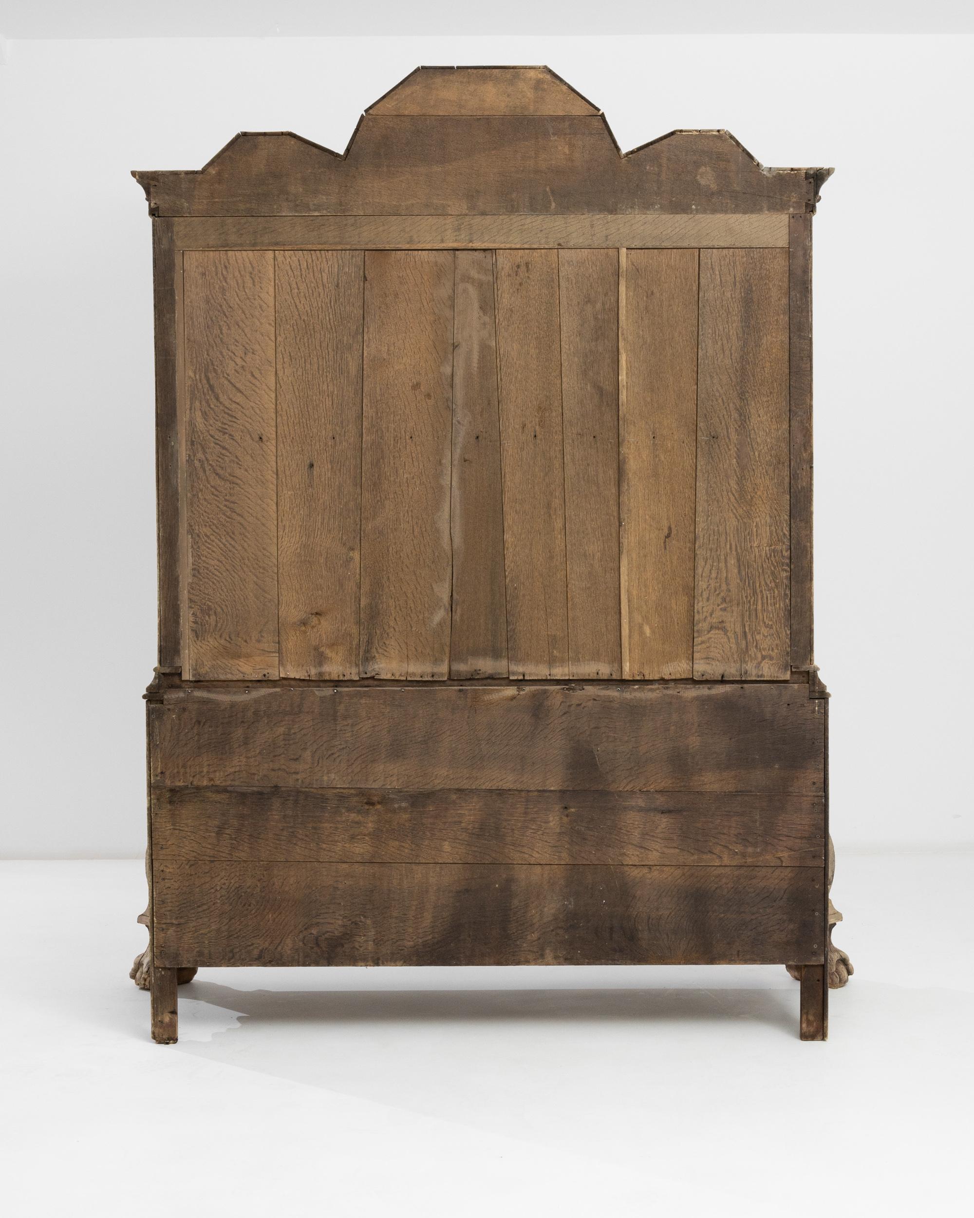 Brass 1800s Dutch Bleached Oak Cabinet