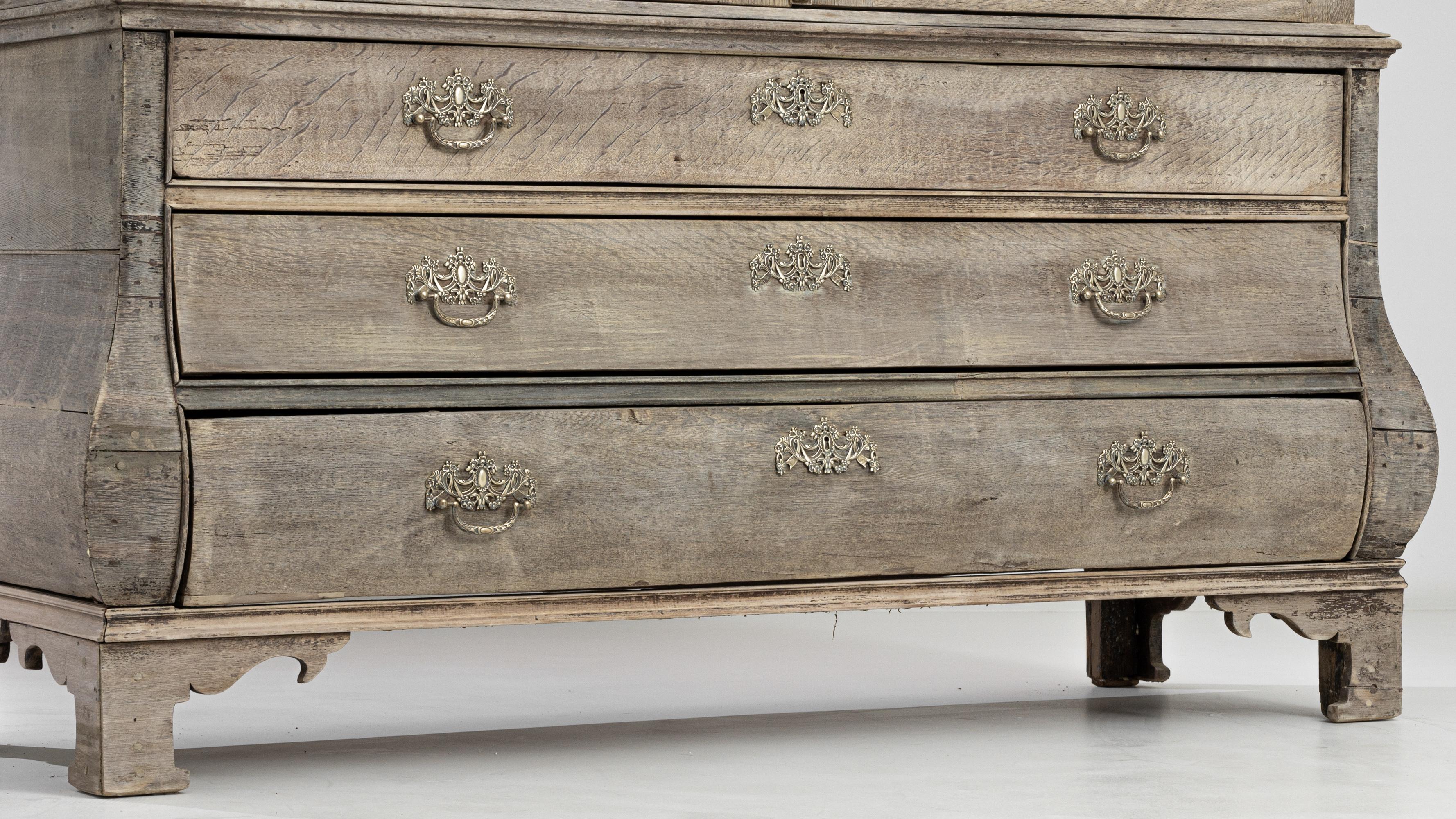 1800s, Dutch Bleached Oak Cabinet 4
