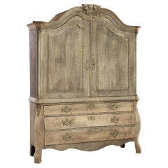 Antique 1800s Dutch Bleached Oak Cabinet
