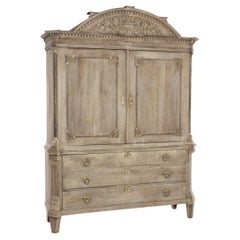 1800s Dutch Bleached Oak Cabinet