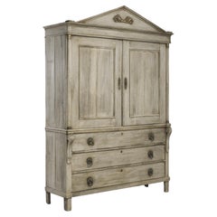 Antique 1800s Dutch Bleached Oak Cabinet