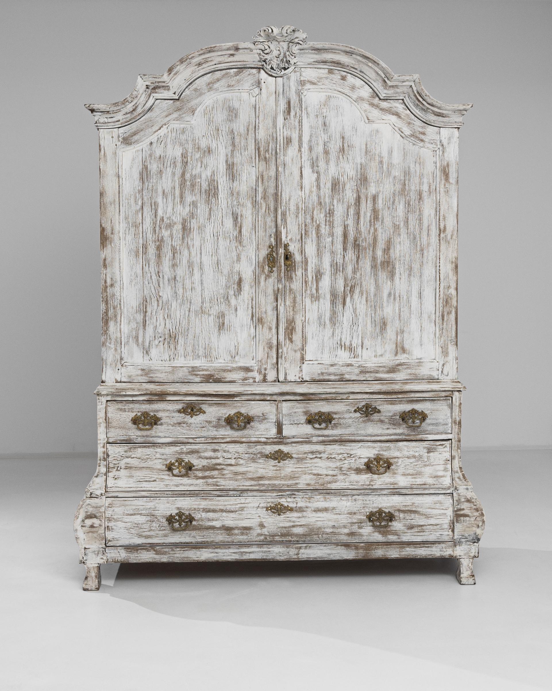 1800s Dutch White Painted Oak Cabinet 9