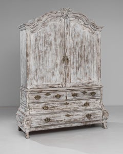 1800s Dutch White Painted Oak Cabinet