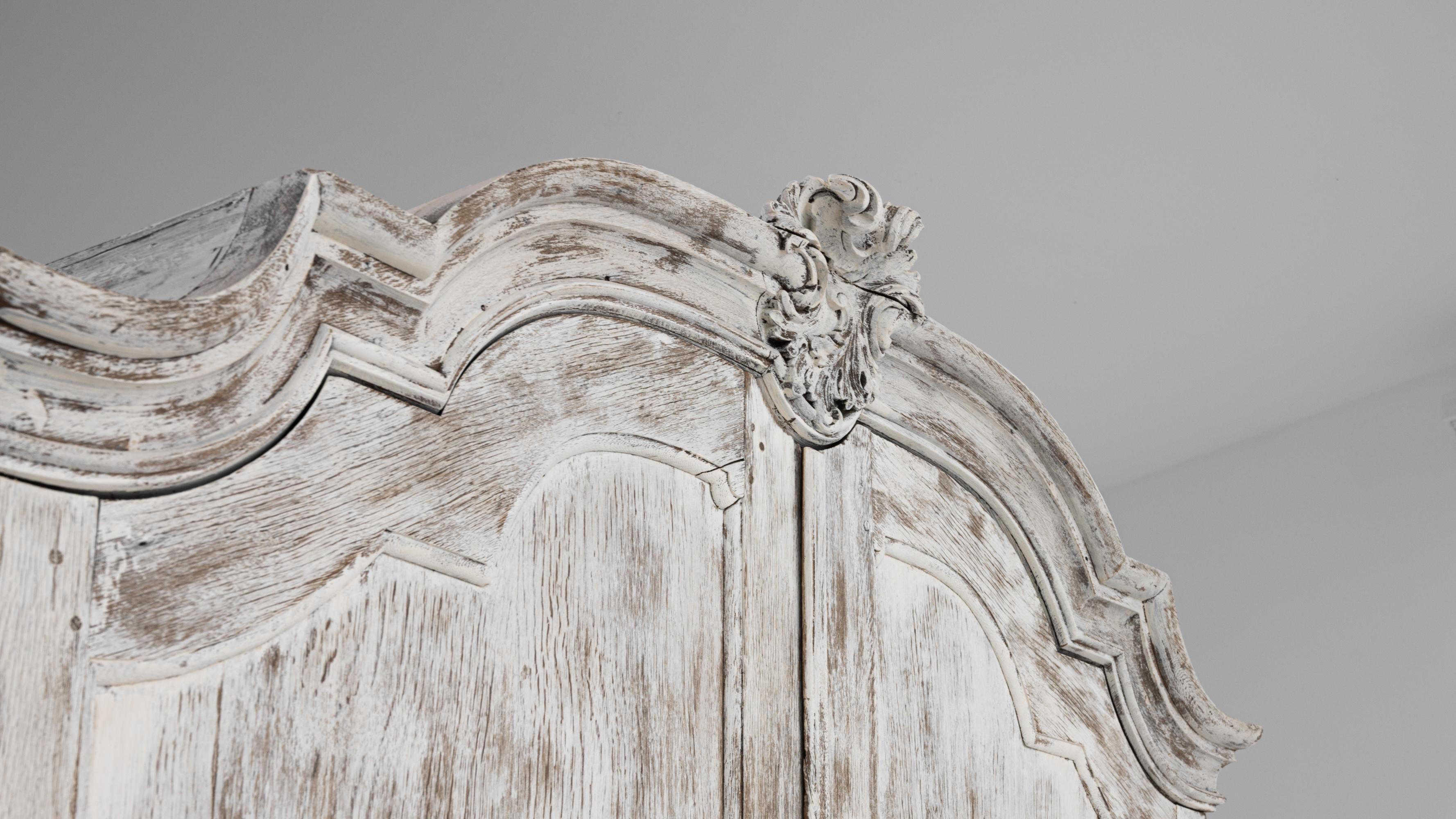 1800s Dutch White Painted Oak Cabinet 1