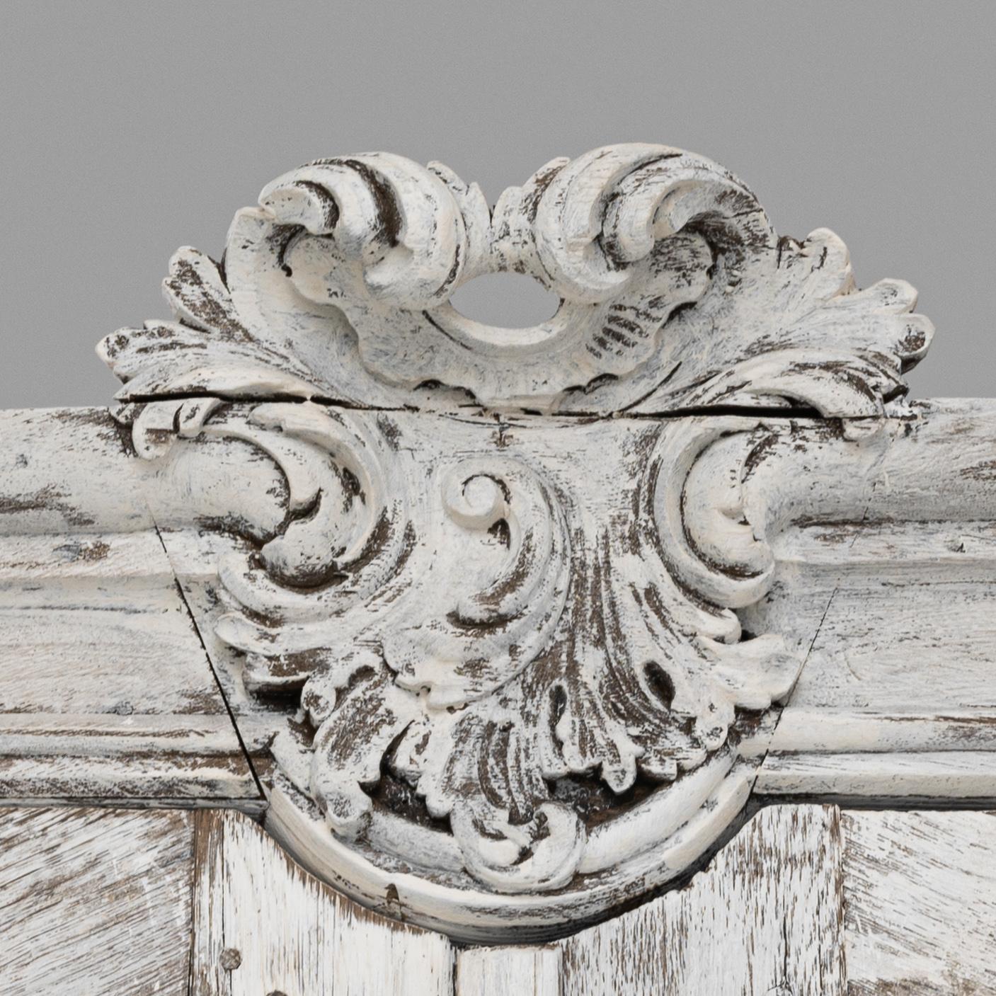 1800s Dutch White Painted Oak Cabinet 2