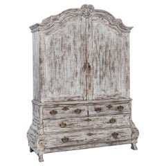 1800s Dutch White Painted Oak Cabinet