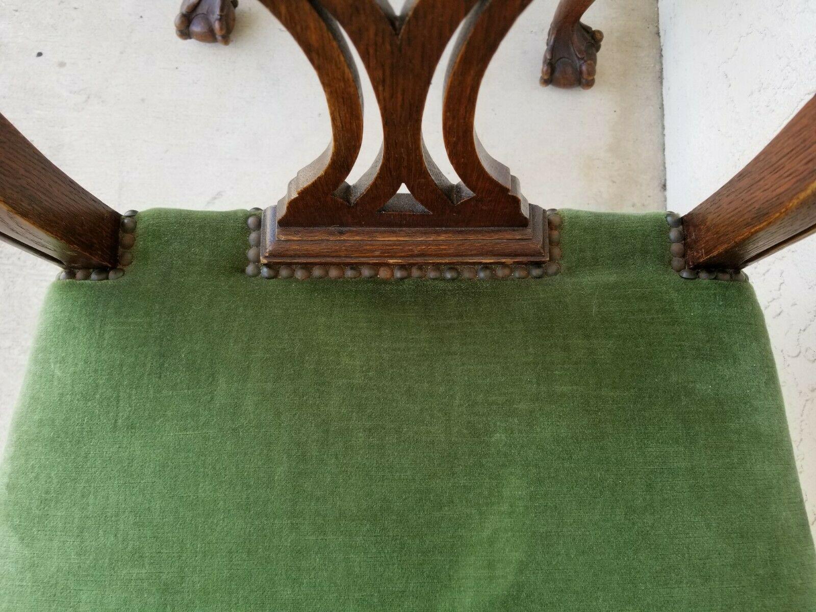 1800's English Oak Ball Claw Chippendale Dining Chairs Set von 5 im Angebot 2