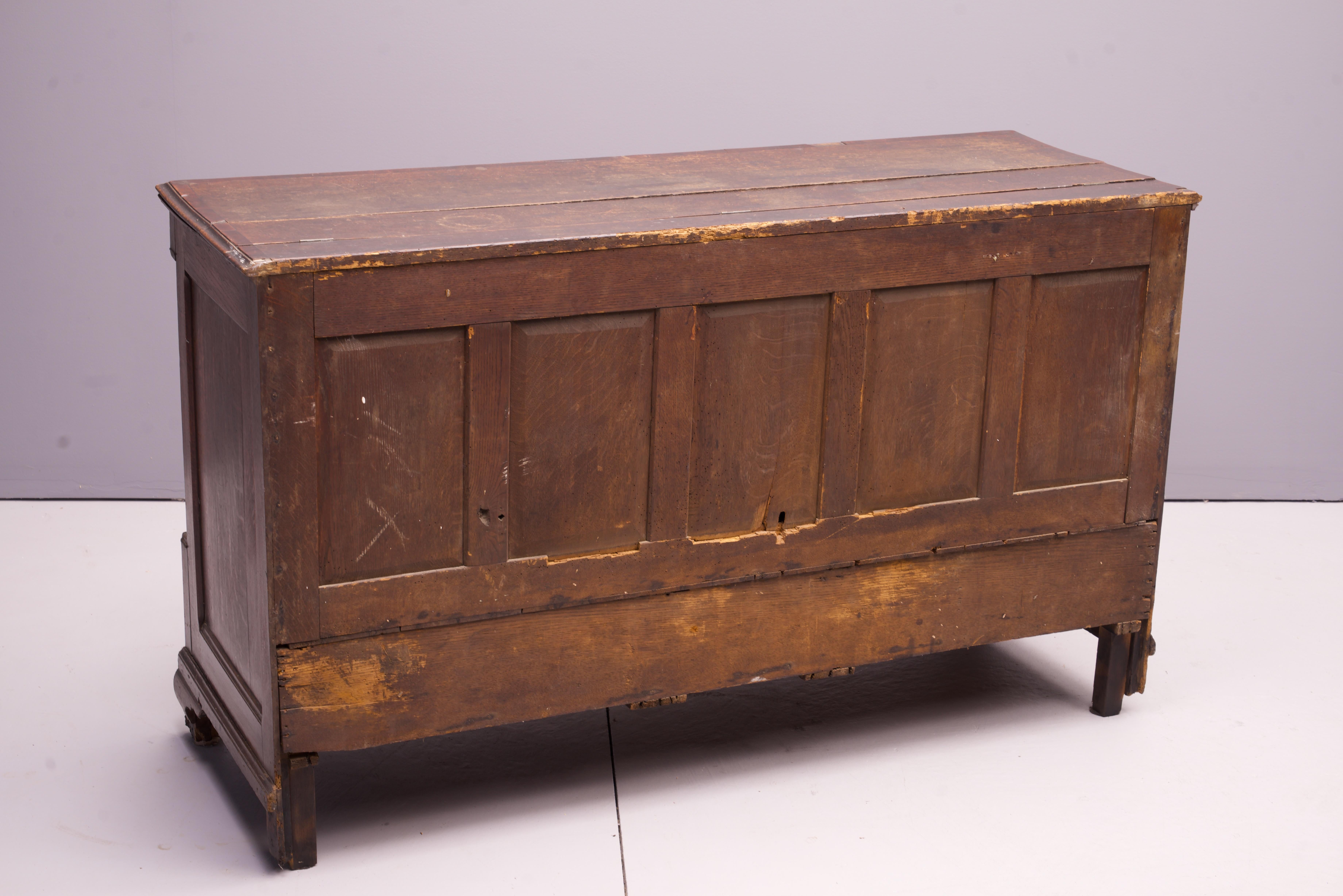 1800s Lancashire Oak Mule Chest Trunk Blanket Box Antique Cabinet Credenza For Sale 3