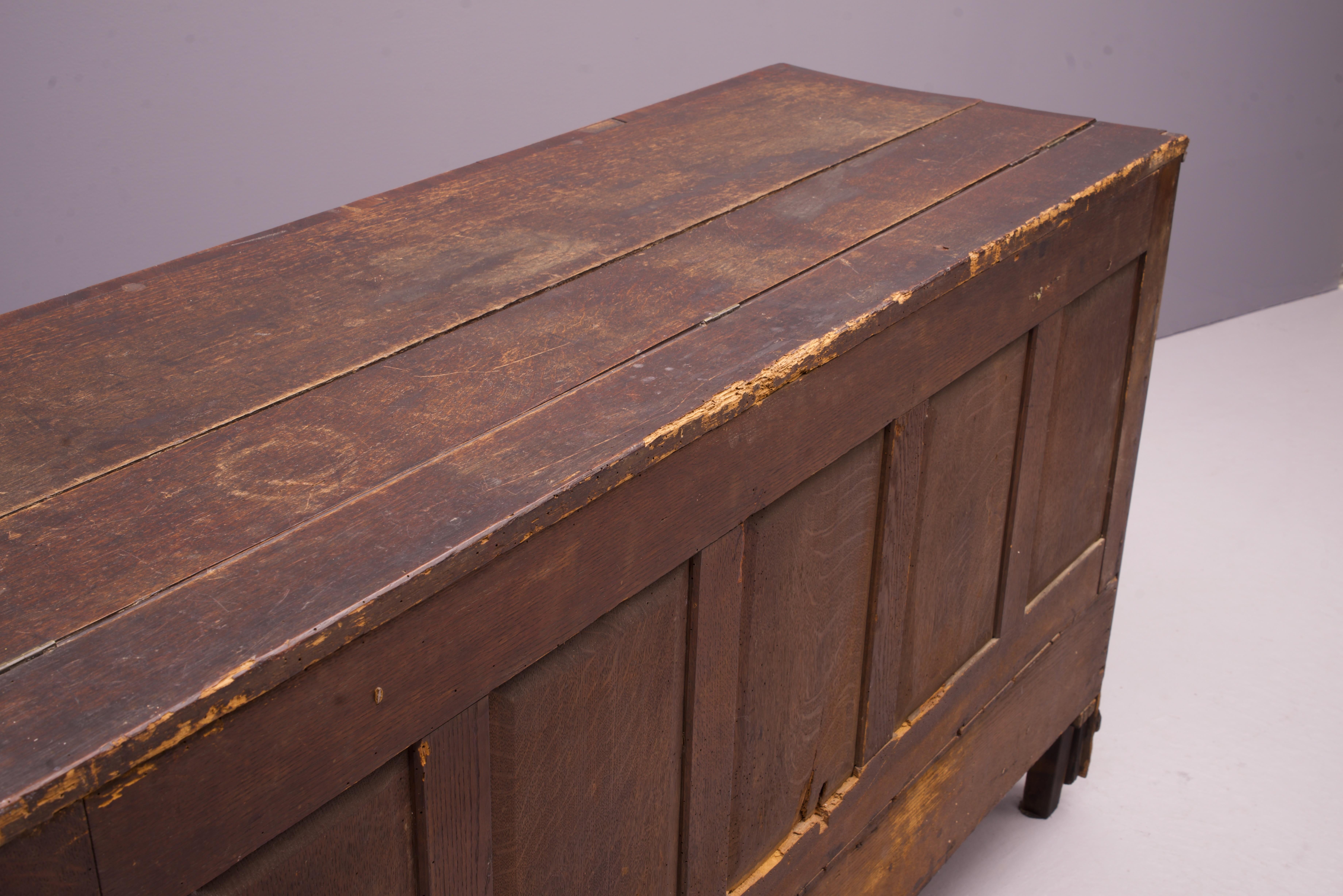 1800s Lancashire Oak Mule Chest Trunk Blanket Box Antique Cabinet Credenza For Sale 5