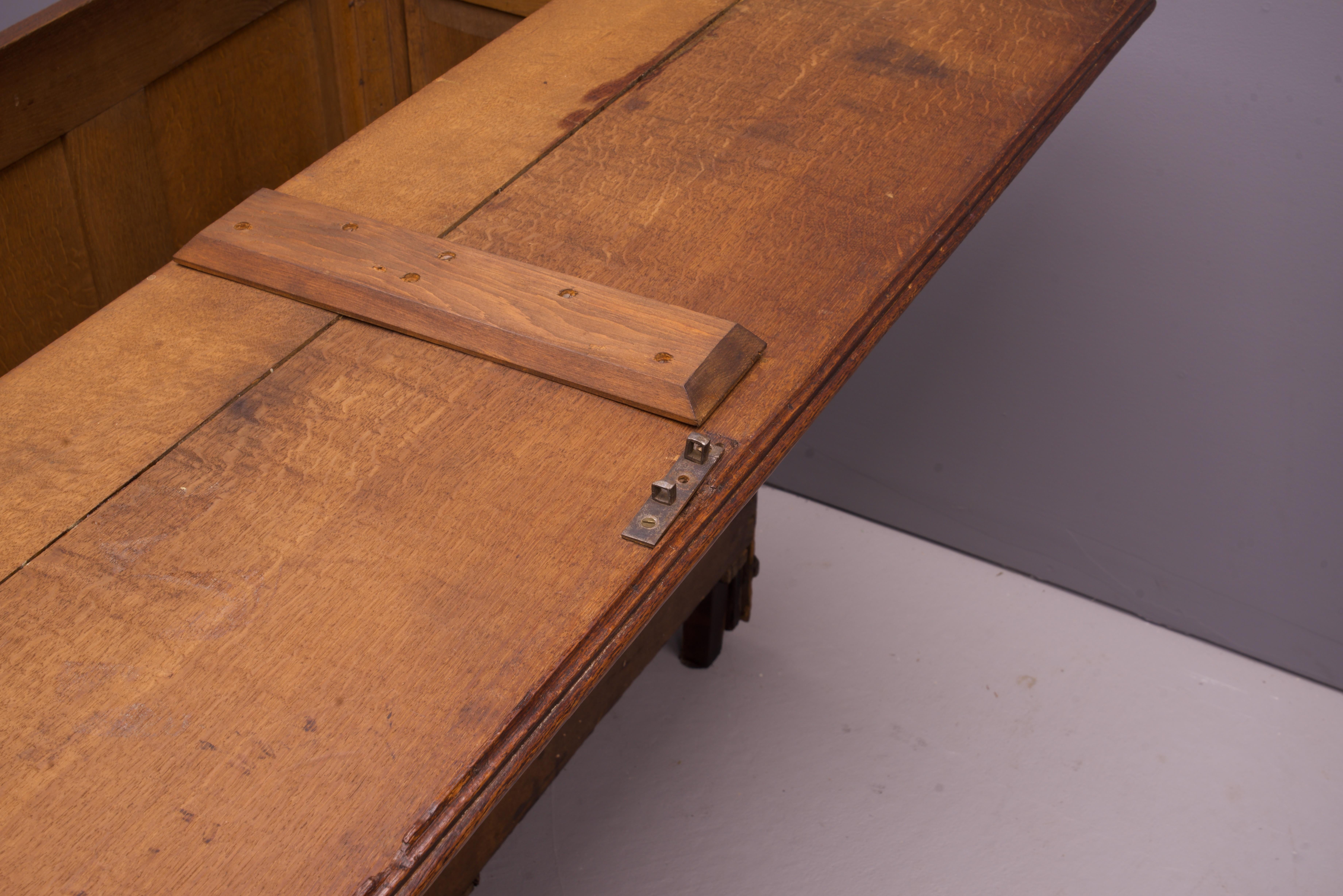 19th Century 1800s Lancashire Oak Mule Chest Trunk Blanket Box Antique Cabinet Credenza For Sale