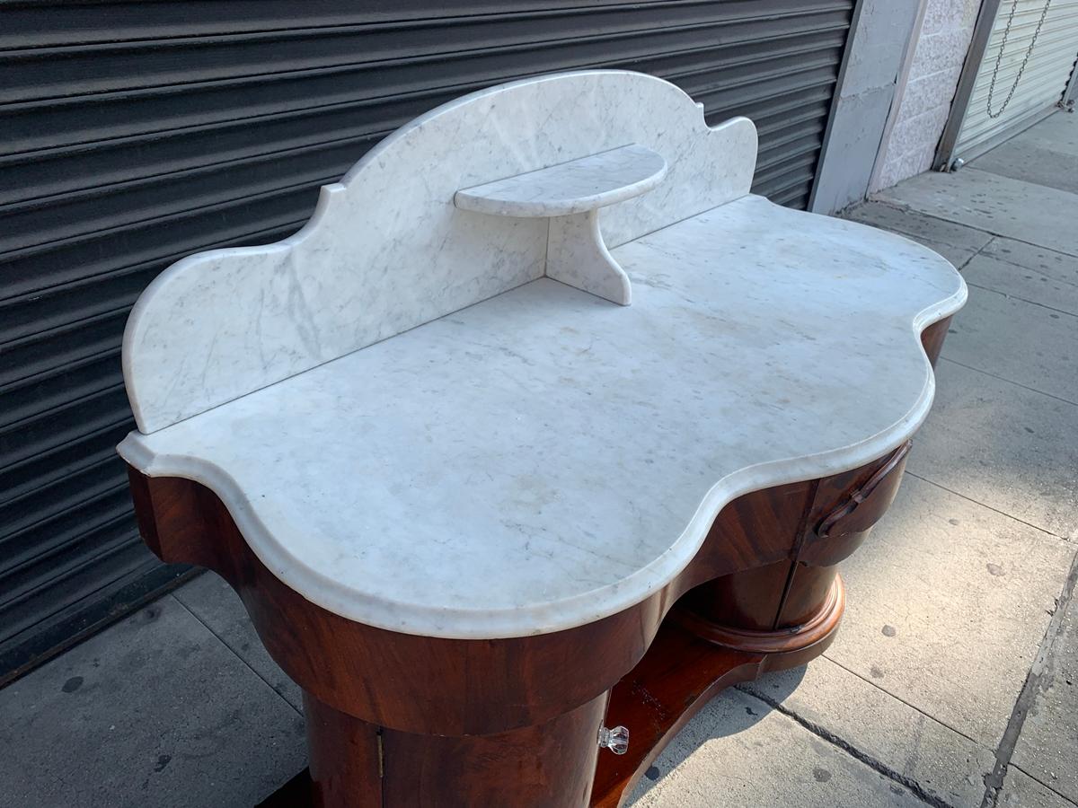 American Craftsman 1800s Entry Table with Marble Top by F. Danby's of Leeds For Sale