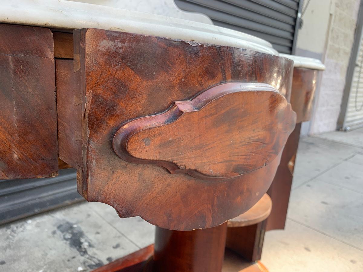 North American 1800s Entry Table with Marble Top by F. Danby's of Leeds