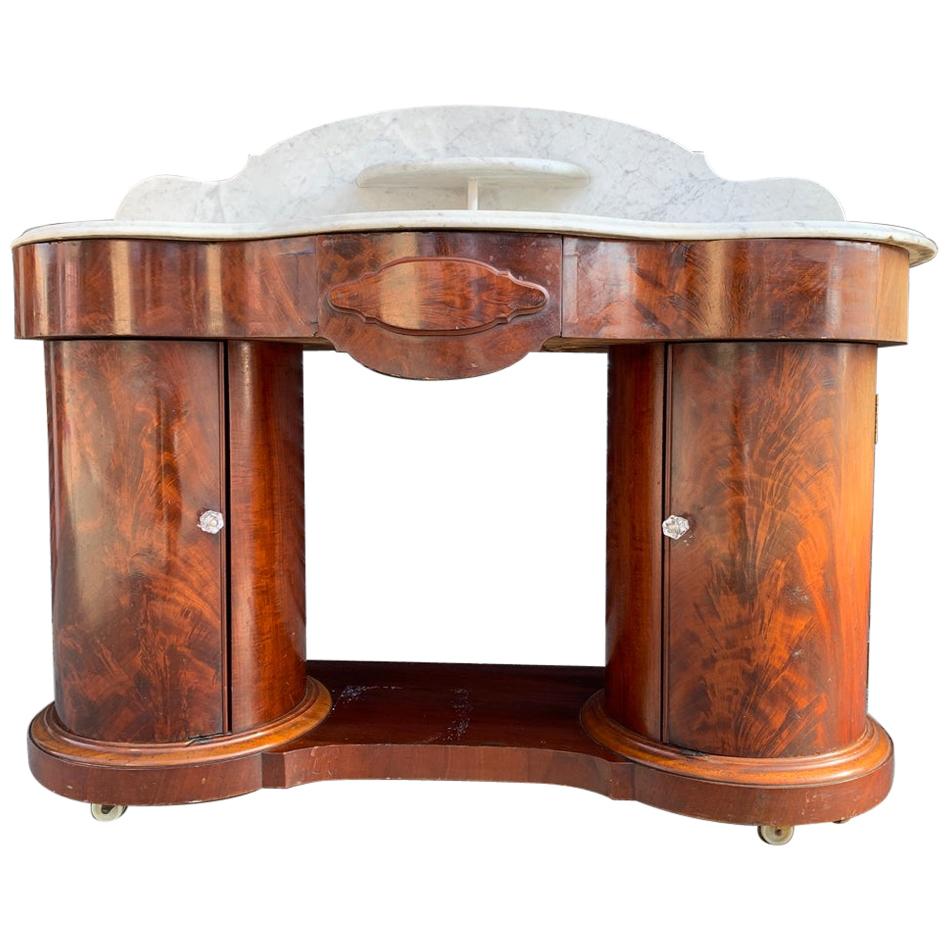 1800s Entry Table with Marble Top by F. Danby's of Leeds