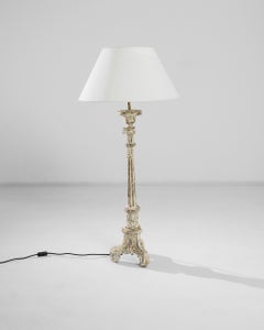 French Neoclassical Wooden Floor Lamp, Polychrome Finish, Circa 1800