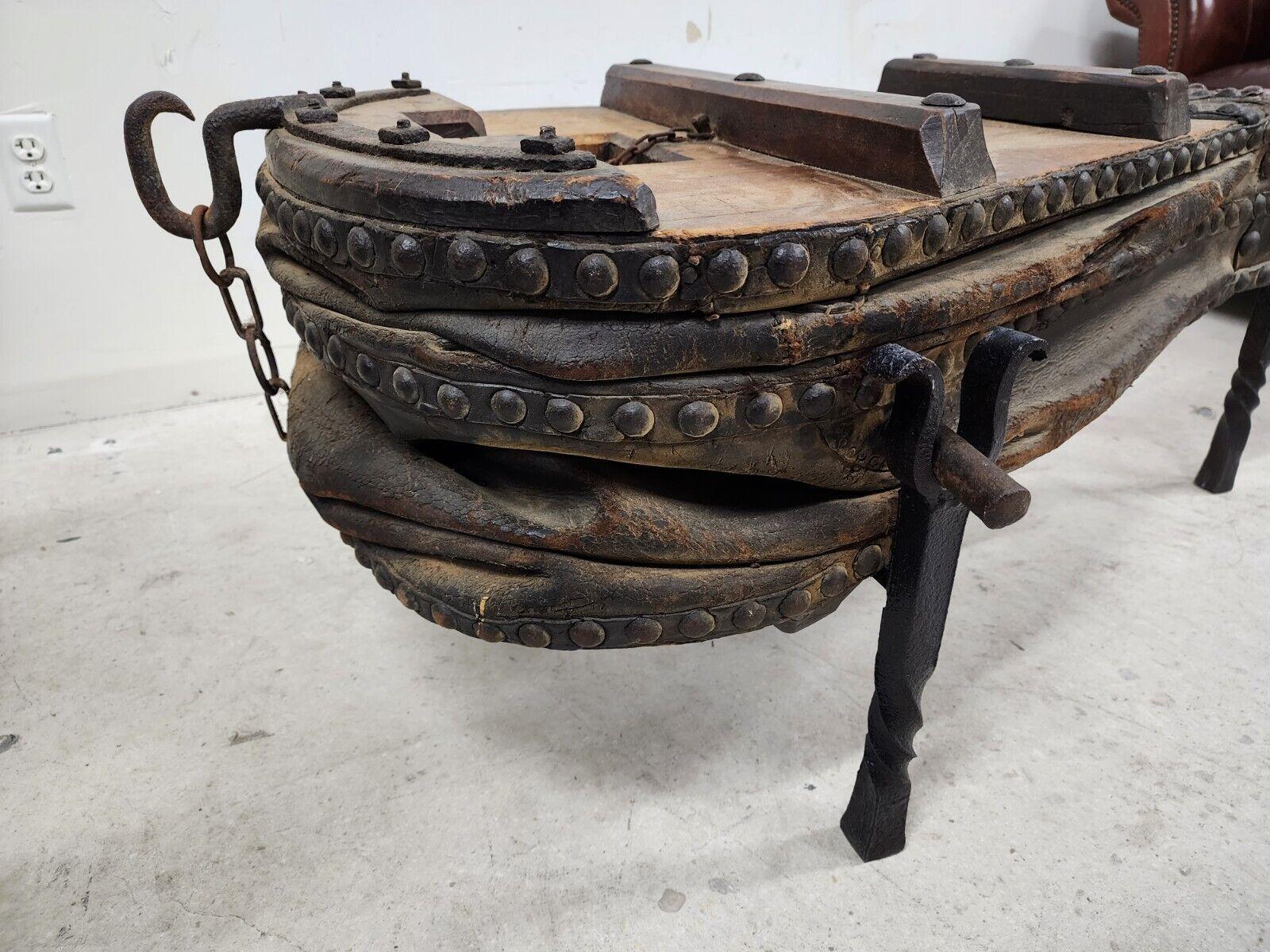 1800s French Blacksmith Bellows Rustic Coffee Table For Sale 1