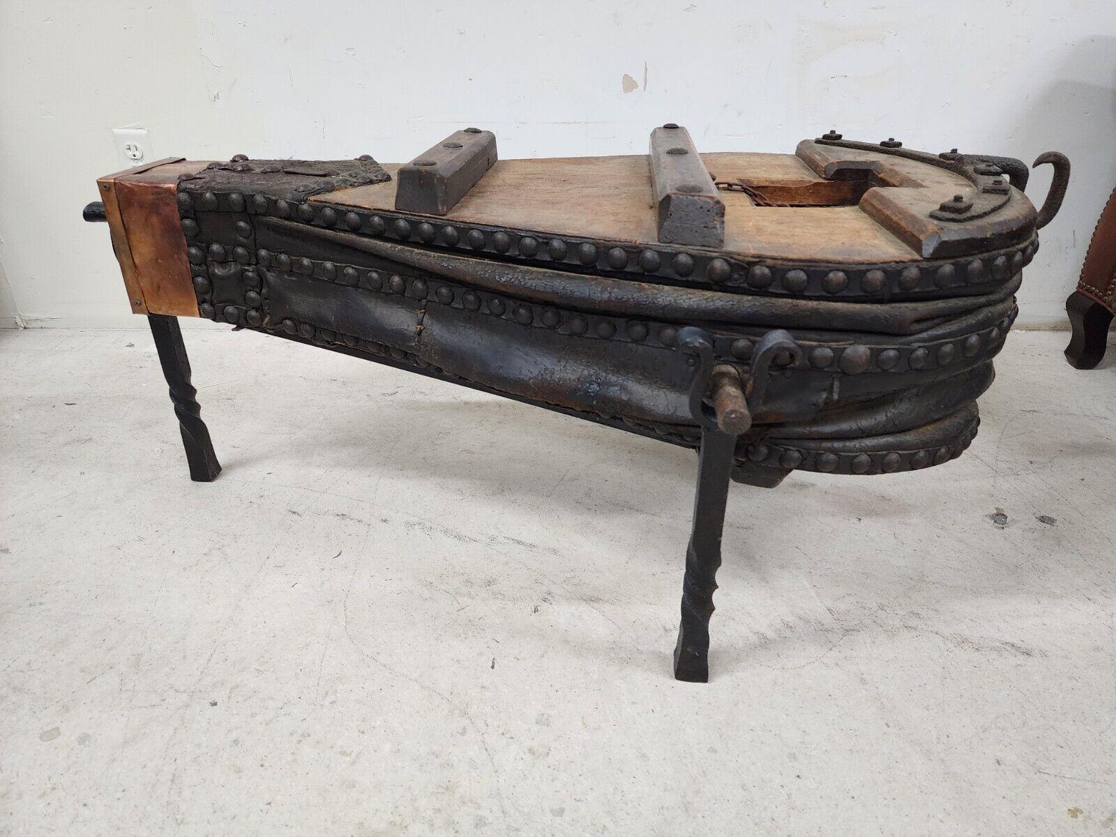 1800s French Blacksmith Bellows Rustic Coffee Table For Sale 3