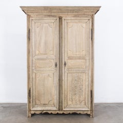 1800s French Bleached Oak Armoire