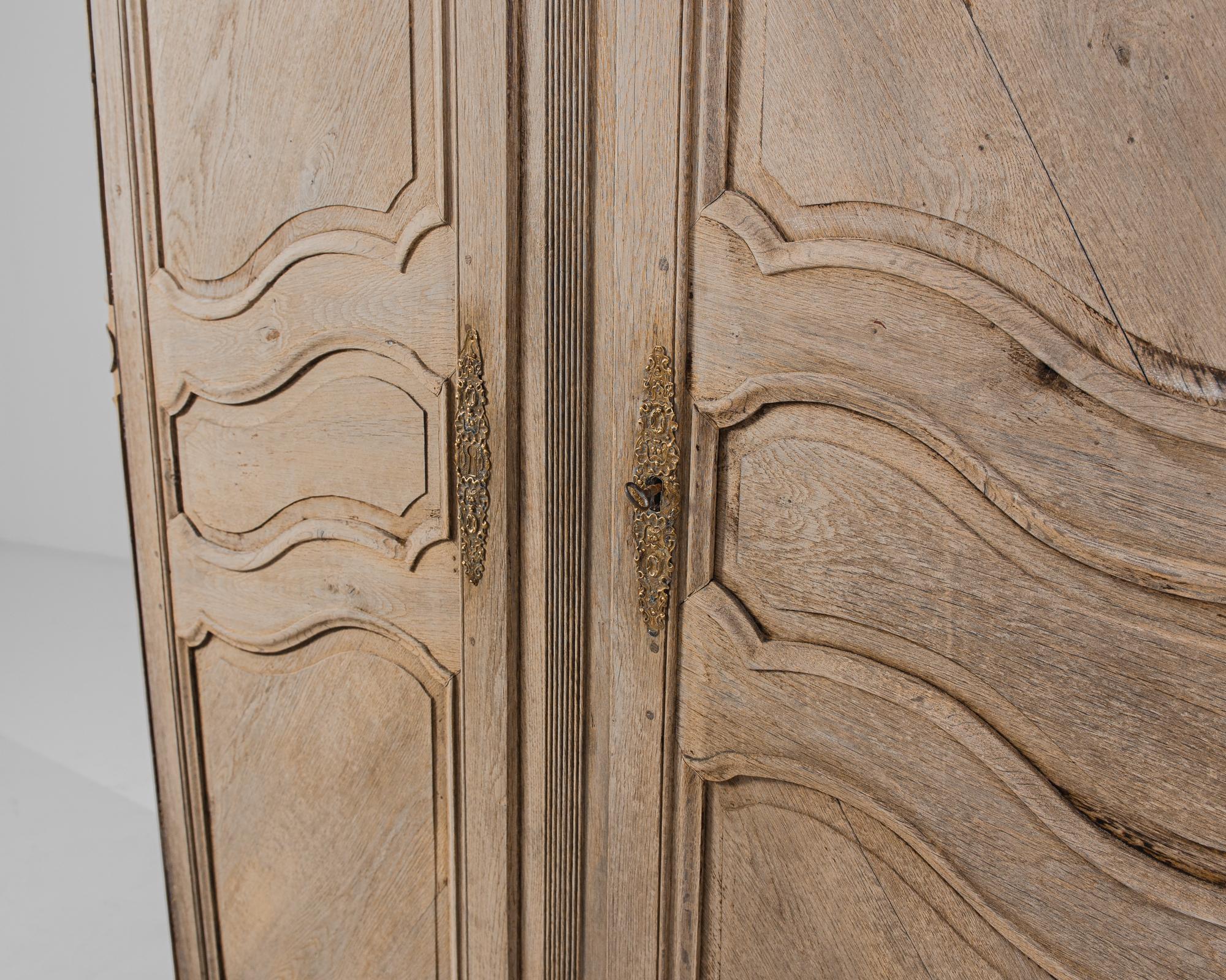 19th Century 1800s French Bleached Oak Armoire