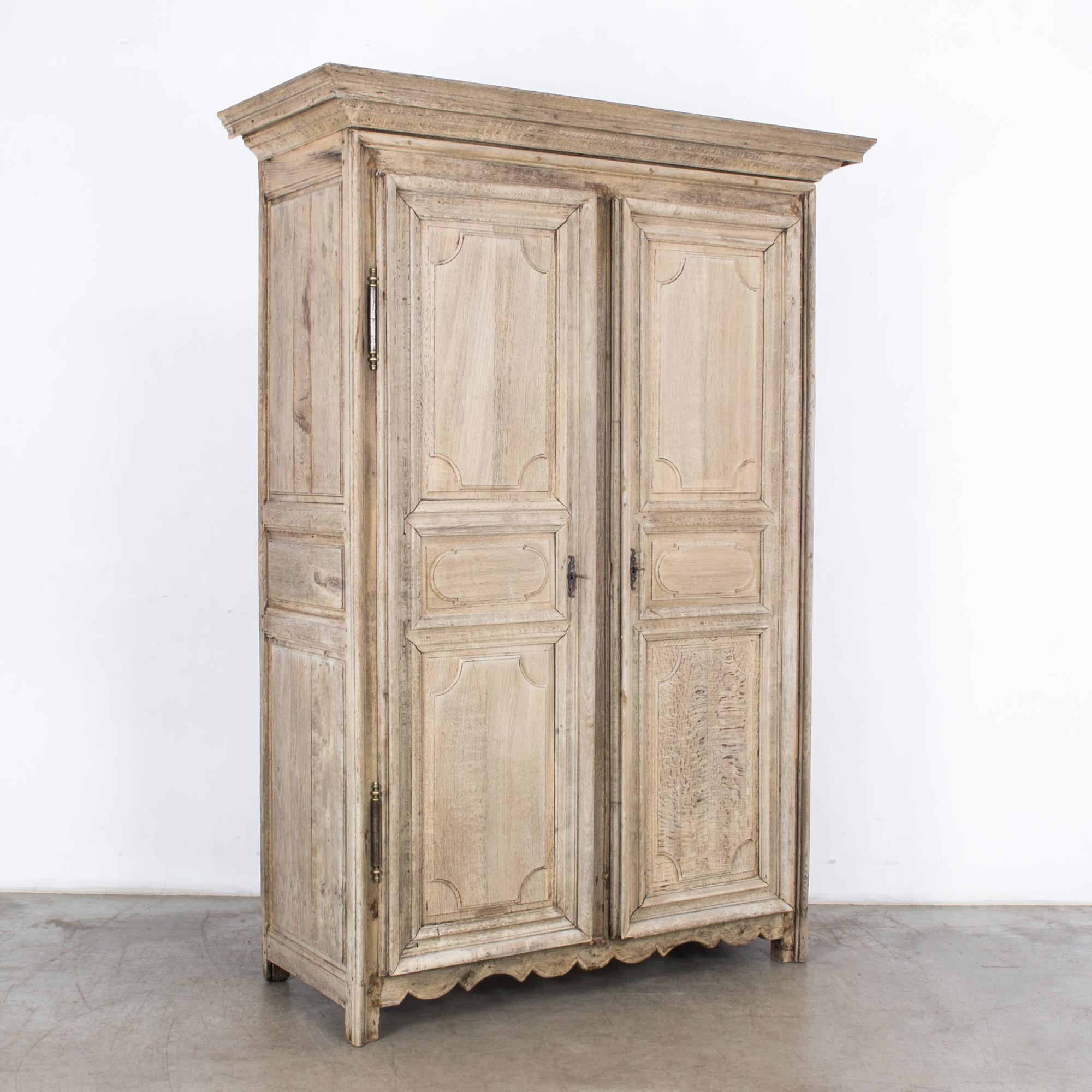 19th Century 1800s French Bleached Oak Armoire