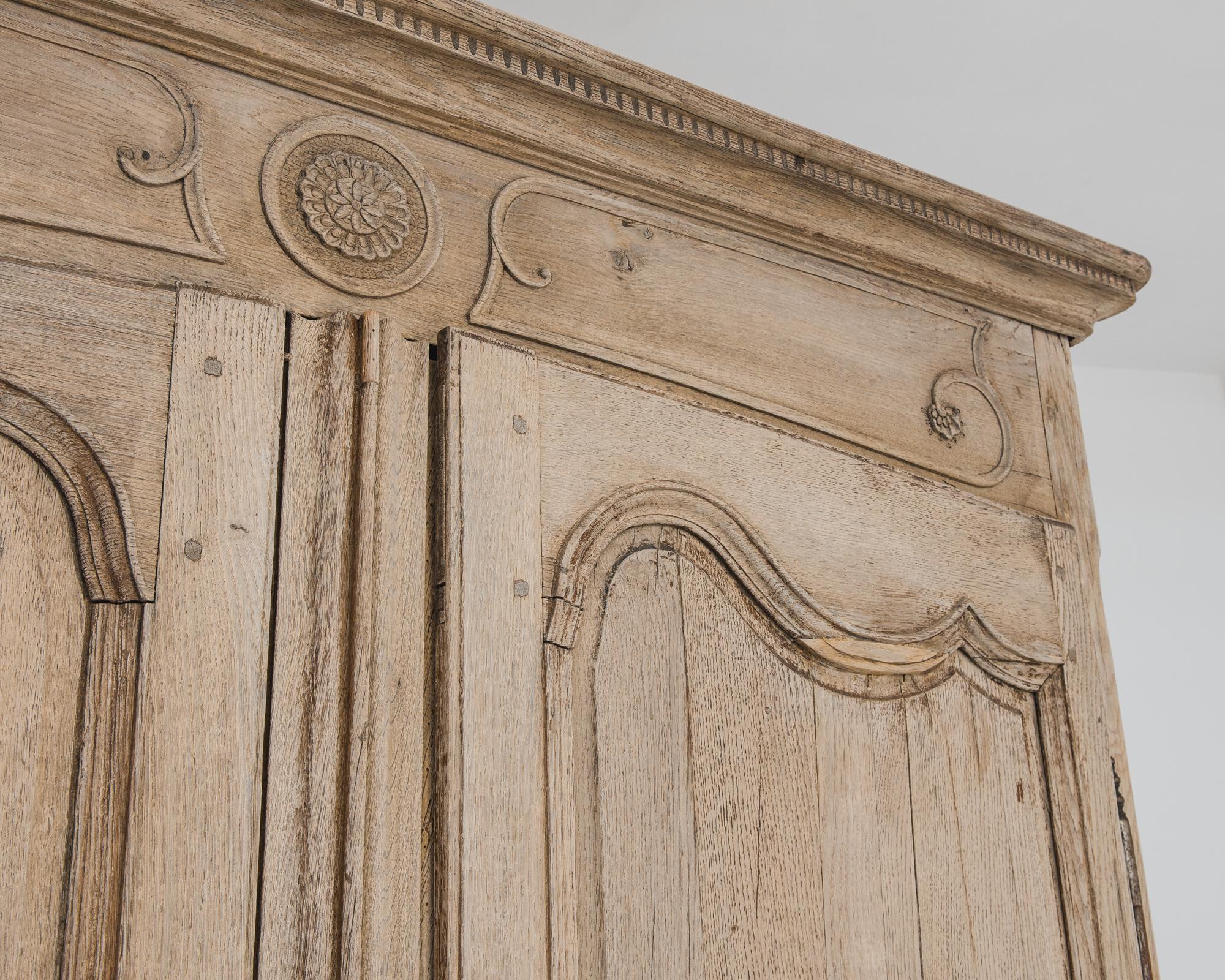 1800s French Bleached Oak Armoire 1