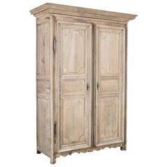 Antique 1800s French Bleached Oak Armoire