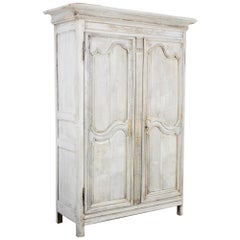 Antique 1800s French Bleached Oak Armoire