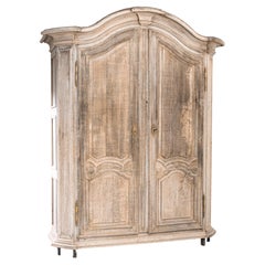 Antique 1800s French Bleached Oak Armoire