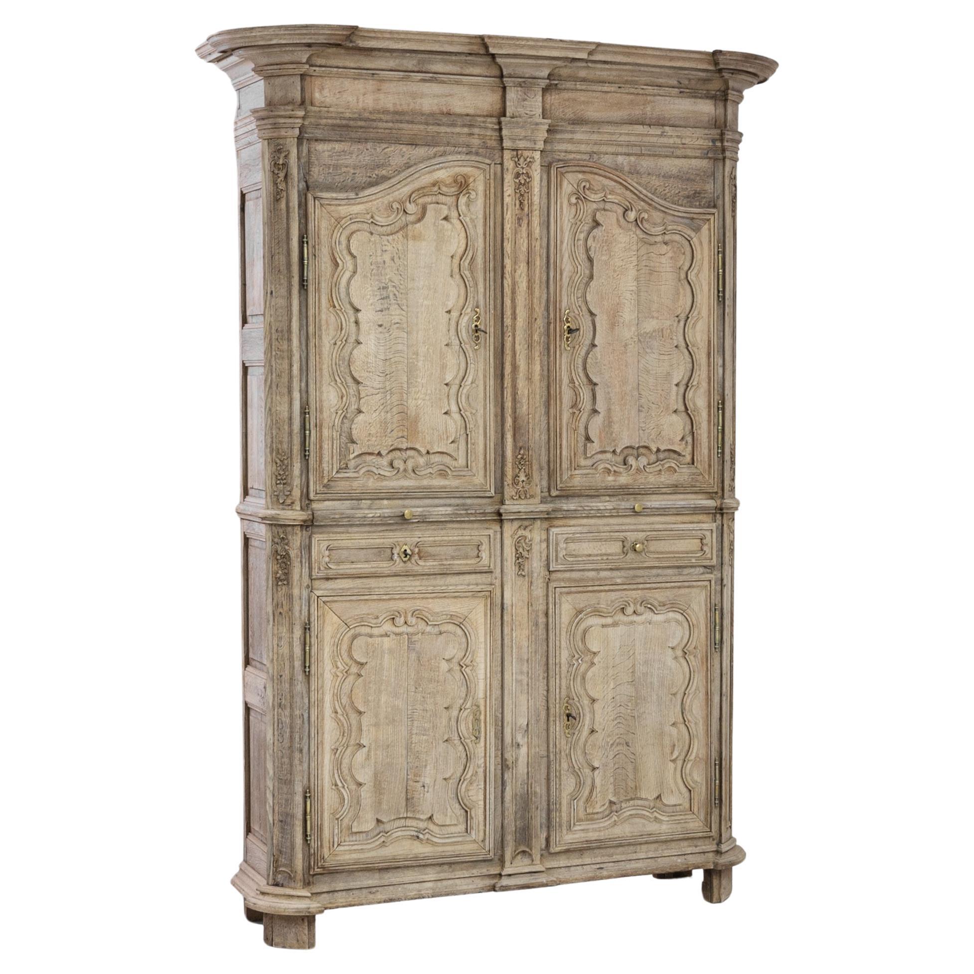 1800s French Bleached Oak Armoire For Sale