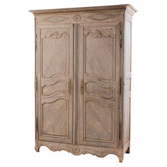 1800s French Bleached Oak Armoire