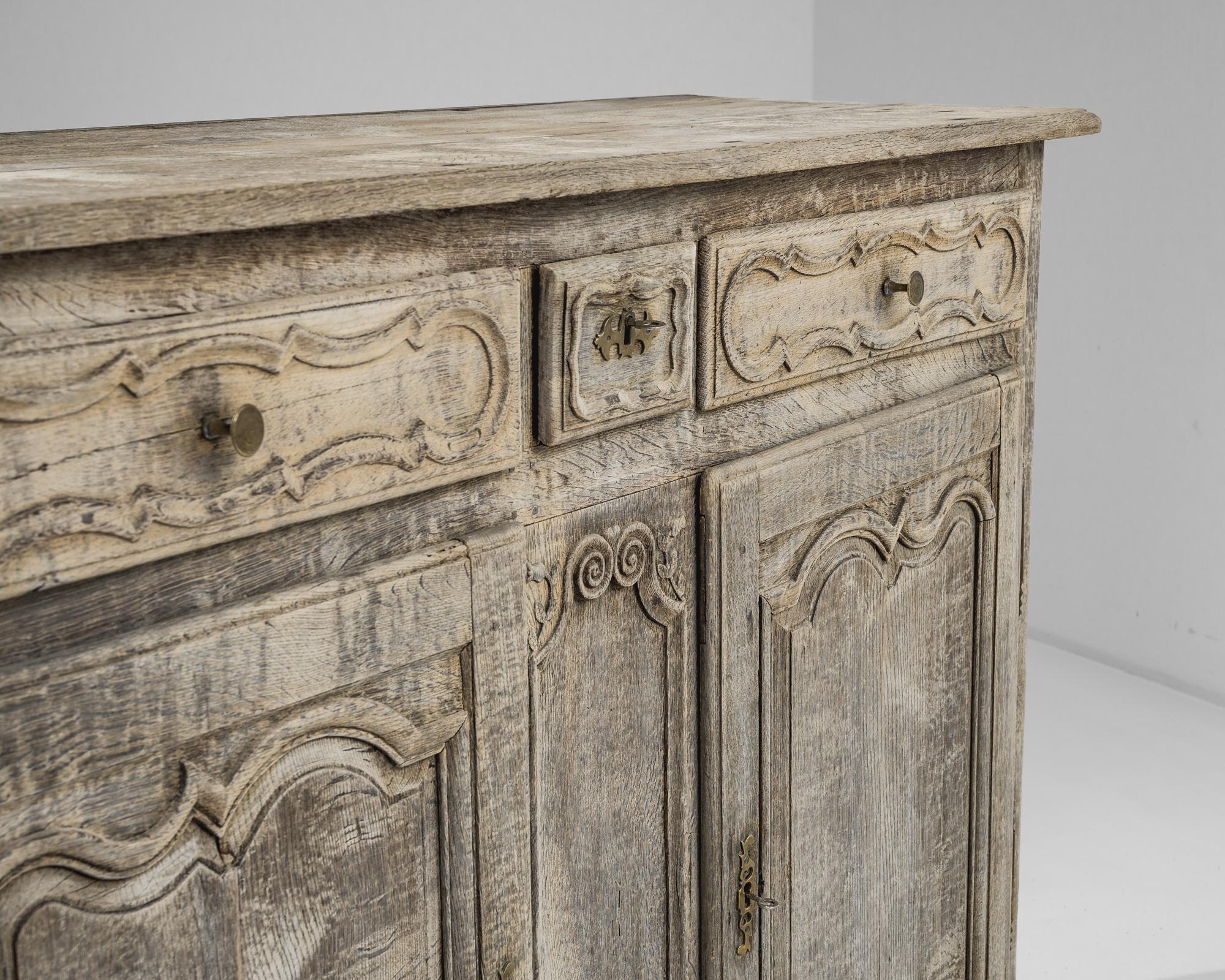 French Provincial 1800s French Bleached Oak Buffet