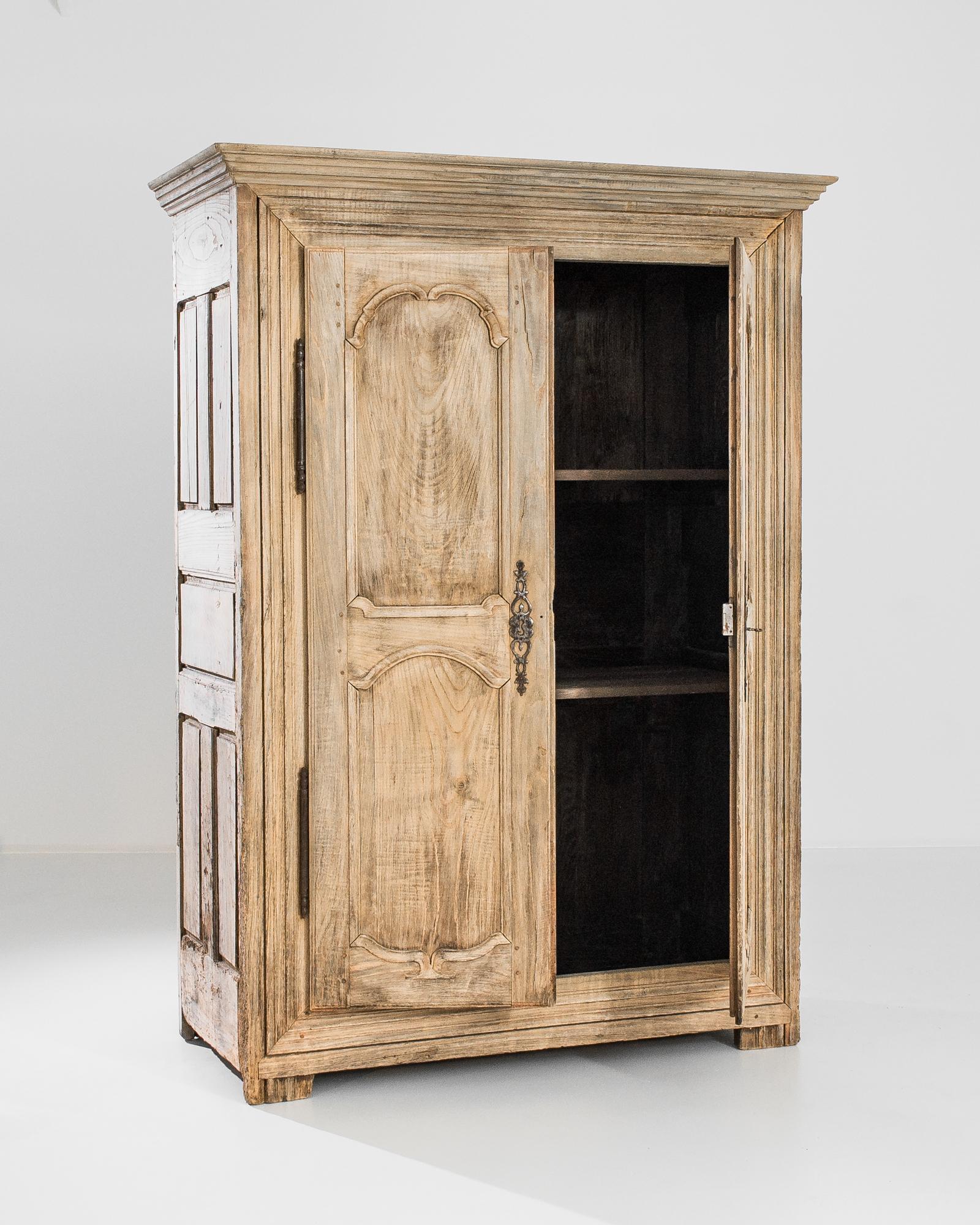 French Provincial 1800s French Bleached Oak Cabinet